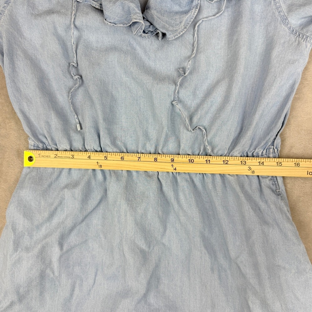 Lauren Ralph Lauren Boho Midi Dress 10 Light Blue Lyocell Ruffles Cottagecore - Picture 9 of 14